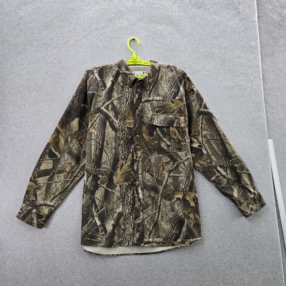 Gamehide Men Button Up Shirt XL Green Camouflage Hunting Grunge‎ Long Sleeve